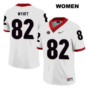 Women's Georgia Bulldogs NCAA #82 Kolby Wyatt Nike Stitched White Legend Authentic College Football Jersey XAP6654CQ
